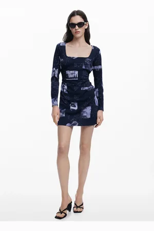 Desigual Postcard square neck dress - - L
