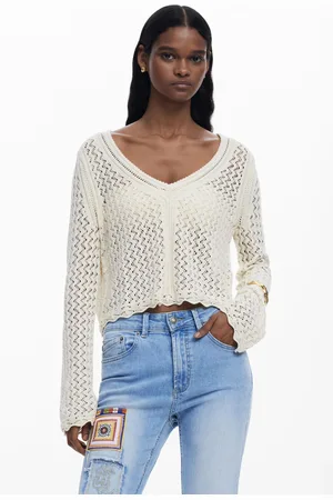 Desigual Cropped openwork sweater - - L