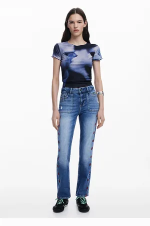Desigual Straight jeans with border - - 36