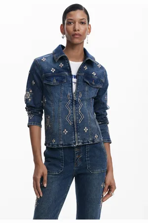 Desigual Embroidered denim jacket - - L