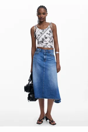 Desigual Asymmetric midi denim skirt - - L