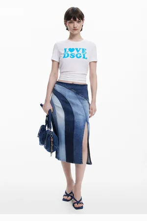 Desigual Denim midi skirt with panels - - L