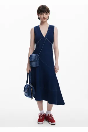Desigual Asymmetric denim midi dress - - L