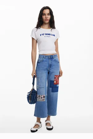 Desigual Straight jeans with patches - - 36