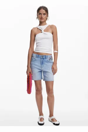 Desigual Embroidered denim shorts - - 34