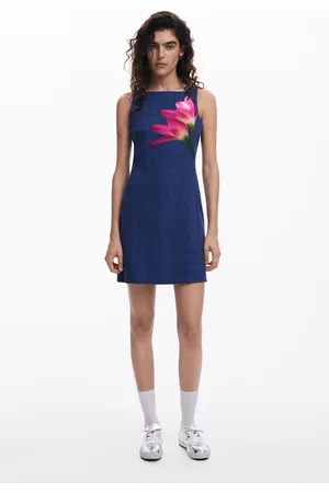 Desigual Denim-effect mini dress - - L