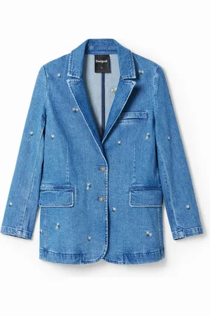 Desigual Denim blazer with small flowers - - L