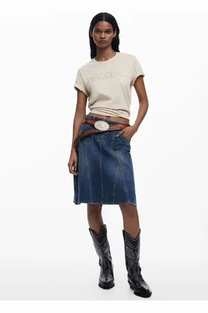 Desigual Embroidered denim skirt - - M