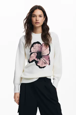 Desigual Contrast flower sweater - - L