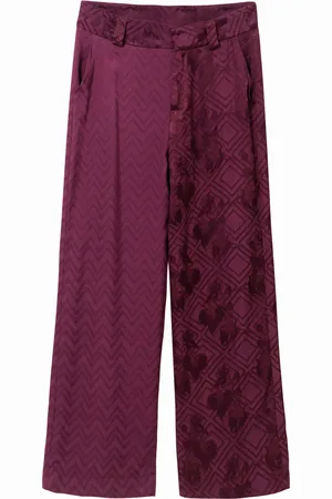 Desigual Jacquard trousers with scarf belt - - 34