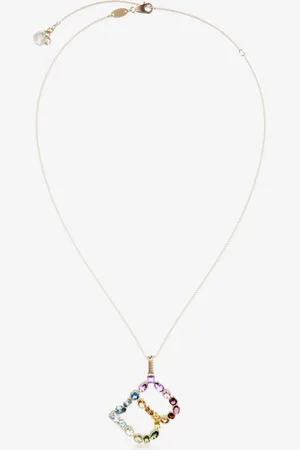 Dolce & Gabbana Rainbow Alphabet B Pendant In Yellow With Multicolor Fine Gems - Woman Necklaces Onesize