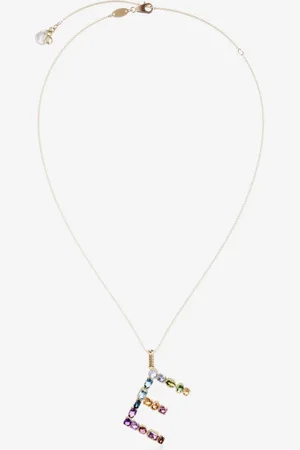 Dolce & Gabbana Rainbow Alphabet E Pendant In Yellow With Multicolor Fine Gems - Woman Necklaces Onesize