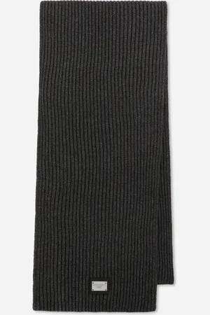 Dolce & Gabbana Wool Scarf With Dg Patch - Man Scarves And Silks Gray Wool Onesize