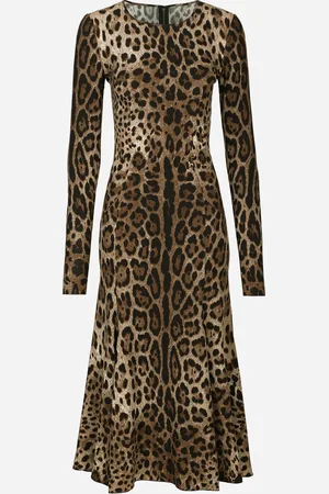 Dolce & Gabbana Leopard-print Calf-length Cady Dress - Woman Dresses Viscose 36