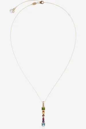 Dolce & Gabbana Rainbow Alphabet I Pendant In Yellow With Multicolor Fine Gems - Woman Necklaces Onesize