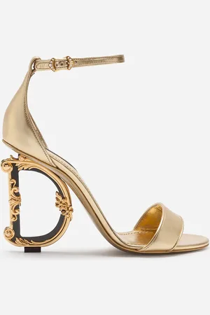 Dolce & Gabbana Nappa Mordore Sandals With Baroque Dg Heel - Woman Sandals And Wedges Leather 36