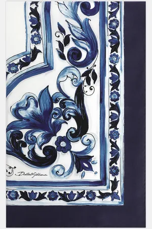 Dolce & Gabbana Large Majolica-print Silk Twill Scarf (140x140) - Woman Scarves And Silks Fuchsia Silk Onesize