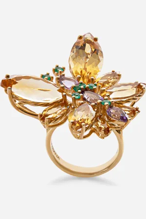 Dolce & Gabbana Spring Ring In Yellow 18kt With Citrine Butterfly - Woman Rings 46