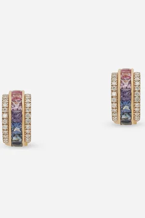 Dolce & Gabbana Rainbow Earrings In Yellow 18kt With Multicolor Sapphires And Diamonds - Man Earrings Onesize