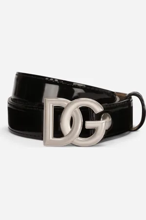Dolce & Gabbana Shiny Calfskin Belt With Dg Logo - Woman Belts Leather 65