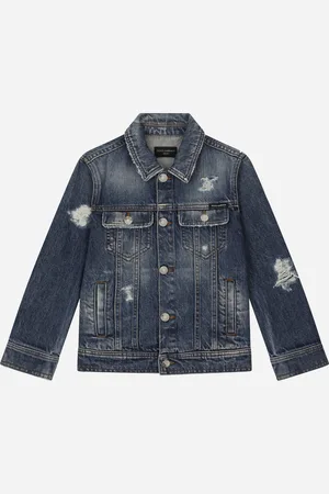 Dolce & Gabbana Washed Denim Jacket With Rips - Woman Coats And Jackets Multi-colored Denim 2 Years