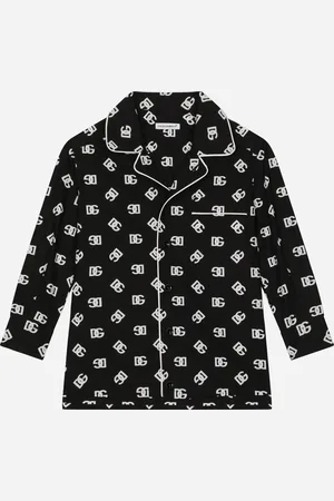 Dolce & Gabbana Poplin Pajama Shirt With Dg Logo Print - Man Shirts Black 3 Years