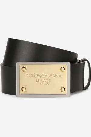 Dolce & Gabbana Lux Leather Belt With Branded Buckle - Man Belts Leather 85