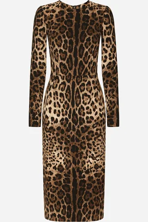 Dolce & Gabbana Leopard-print Cady Dress With Long Sleeves - Woman Dresses Viscose 36