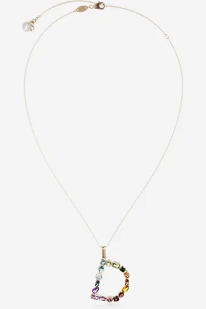 Dolce & Gabbana Rainbow Alphabet D Pendant In Yellow With Multicolor Fine Gems - Woman Necklaces Onesize