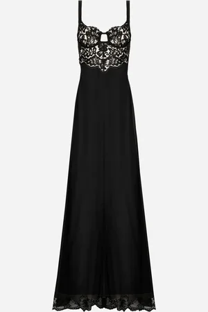 Dolce & Gabbana Long Silk Chiffon Dress With Lace Body - Woman Dresses Silk 44