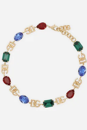 Dolce & Gabbana Necklace With Dg Logo And Multi-colored Crystals - Woman Bijoux Multi-colored Metal Onesize