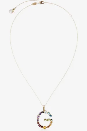 Dolce & Gabbana Rainbow Alphabet G Pendant In Yellow With Multicolor Fine Gems - Woman Necklaces Onesize