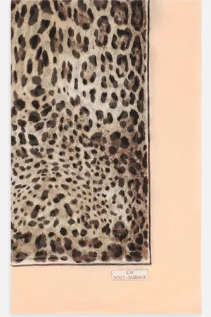 Dolce & Gabbana Silk Crepon Scarf With Leopard Print - Woman Scarves And Silks Onesize