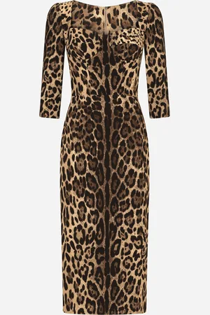 Dolce & Gabbana Leopard-print Calf-length Cady Dress - Woman Dresses Viscose 38