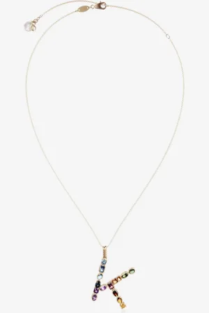 Dolce & Gabbana Rainbow Alphabet K Pendant In Yellow With Multicolor Fine Gems - Woman Necklaces Onesize
