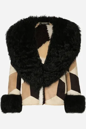 Dolce & Gabbana Short Heavy Jacket In Sheepskin Patchwork - Woman Coats And Jackets Multi-colored Leather 40