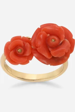 Dolce & Gabbana Coral Ring In Yellow 18kt With Coral Rose - Woman Rings 56