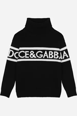 Dolce & Gabbana Turtle-neck Sweater With Logo Inlay - Man Sweaters Multi-colored Wool 4 Years