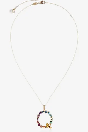 Dolce & Gabbana Rainbow Alphabet Q Pendant In Yellow With Multicolor Fine Gems - Woman Necklaces Onesize