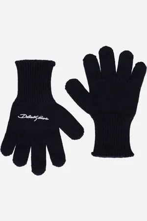 Dolce & Gabbana Ribbed Knit Gloves With Logo Embroidery - Woman Accessories Wool S