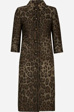Dolce & Gabbana Single-breasted Wool Jacquard Coat With Leopard Design - Woman Coats And Jackets Animal Print Wool 42
