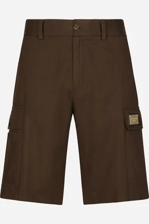 Dolce & Gabbana Cotton Gabardine Cargo Bermuda Shorts With Brand Plate - Man Pants And Shorts Cotton 44