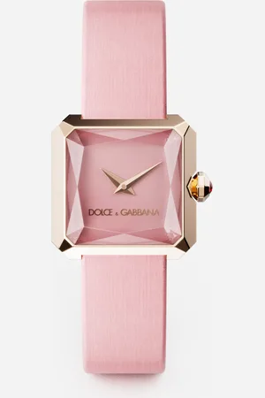 Dolce & Gabbana Gold Watch With Silk Strap - Woman Watches Fuchsia Onesize