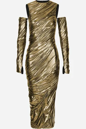 Dolce & Gabbana Foiled Organzine Calf-length Dress With Gloves - Woman Dresses Fabric 42