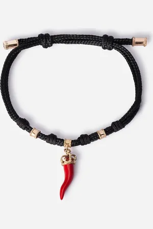 Dolce & Gabbana Fabric Good Luck Bracelet With Enameled Yellow Pendant Charm - Man Bracelets M