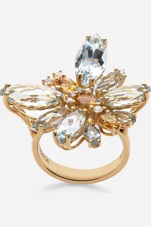 Dolce & Gabbana Spring Ring In Yellow 18kt With Aquamarine Butterfly - Woman Rings 46