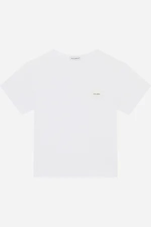 Dolce & Gabbana Jersey T-shirt With Logo Plaque - Man T-shirts And Sweatshirts 3 Years