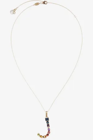 Dolce & Gabbana Rainbow Alphabet J Pendant In Yellow With Multicolor Fine Gems - Woman Necklaces Onesize