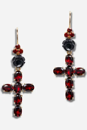 Dolce & Gabbana Family Yellow Earrings With Rose And Cross Pendant - Woman Earrings Onesize