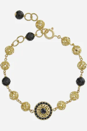 Dolce & Gabbana Gold Bracelet With Black Sapphires - Woman Bracelets Gold Onesize